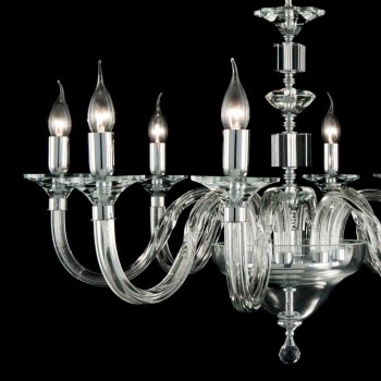 Chandelier 8 glass desgin lights with Ivy crystal decorations