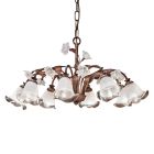 8 Lights Chandelier in Iron and Sandblasted Glass with Ceramic Roses - Siena Viadurini