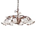 8 Lights Chandelier in Iron and Sandblasted Glass with Ceramic Roses - Siena