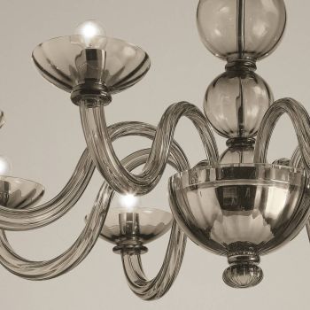 8 Lights Chandelier in Venice Glass and Metal Made in Italy - Foscarino