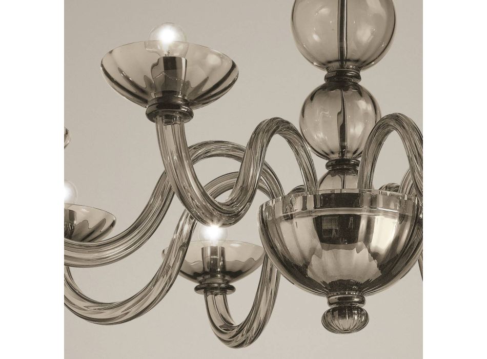 8 Lights Chandelier in Venice Glass and Metal Made in Italy - Foscarino Viadurini