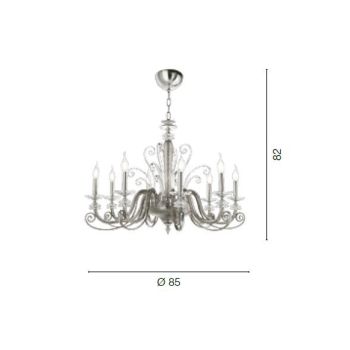 8 Lights Chandelier in Blown Glass and Classic Luxury Crystal - Cassea