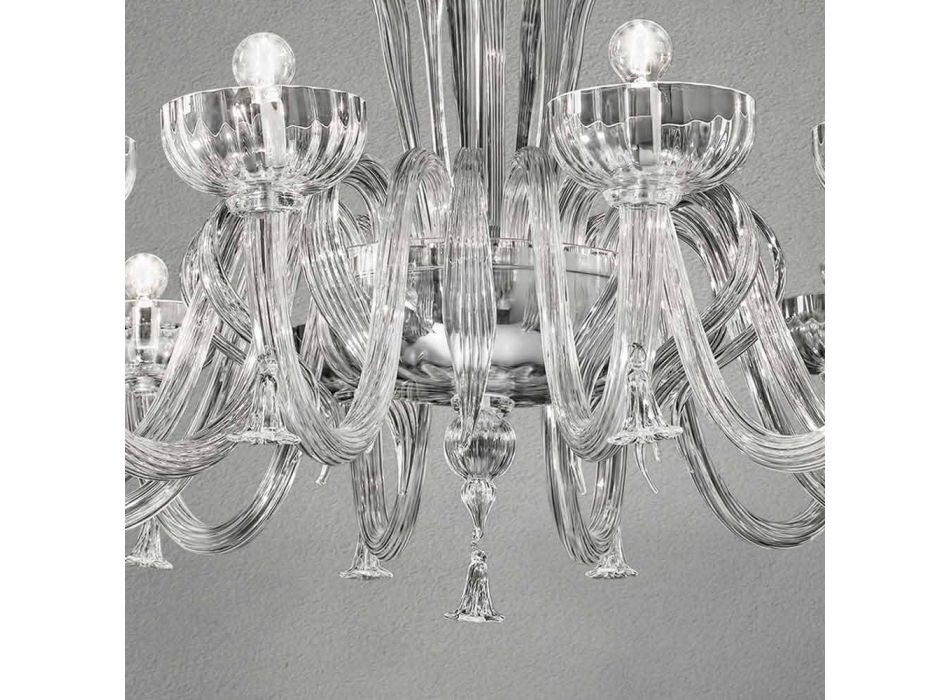 12 Light Handmade Venetian Glass Chandelier, Made in Italy - Regina Viadurini