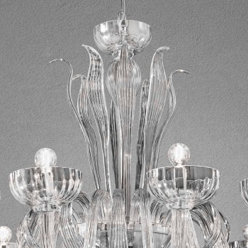 12 Light Handmade Venetian Glass Chandelier, Made in Italy - Regina