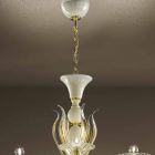 15 Lights Chandelier in White and Gold Venetian Glass, Made in Italy - Agustina Viadurini