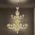 15 Lights White and Gold Venetian Glass Chandelier, Made in Italy - Agustina