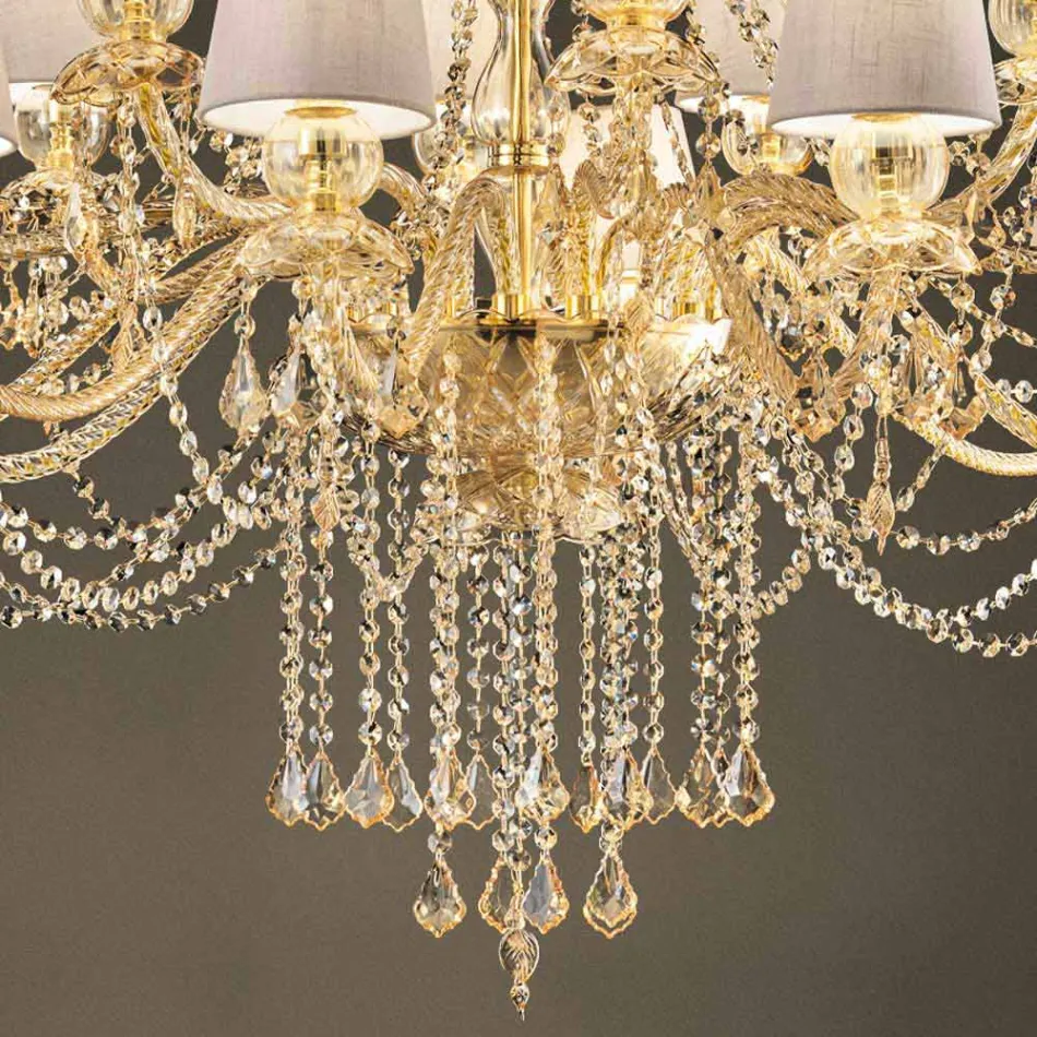 Chandelier with 16 Lights Handmade in Venice Glass, Made in Italy - Milagros Viadurini