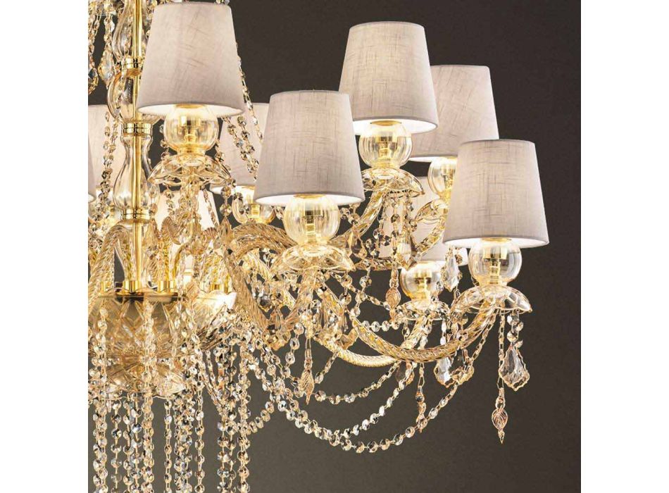 Chandelier with 16 Lights Handmade in Venice Glass, Made in Italy - Milagros