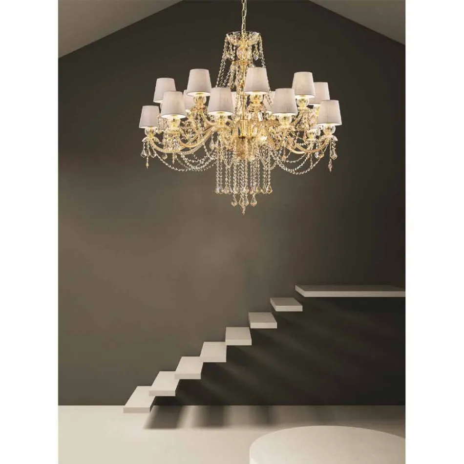 Chandelier with 16 Lights Handmade in Venice Glass, Made in Italy - Milagros Viadurini