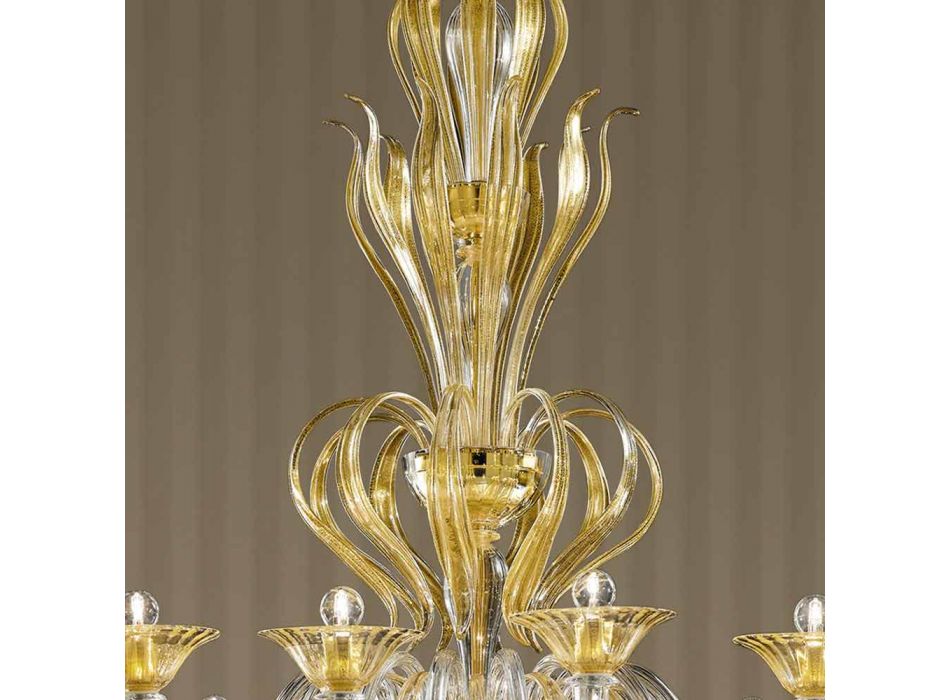 16 Lights Handmade Venetian Glass Chandelier, Made in Italy - Agustina Viadurini