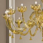 16 Lights Chandelier in Venetian Glass and Gold, Handmade in Italy - Regina Viadurini
