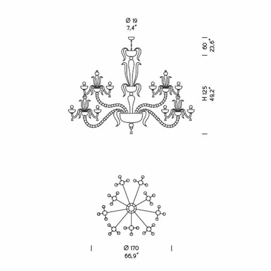 Chandelier with 27 Lights in White Venice Glass, Handmade in Italy - Regina Viadurini
