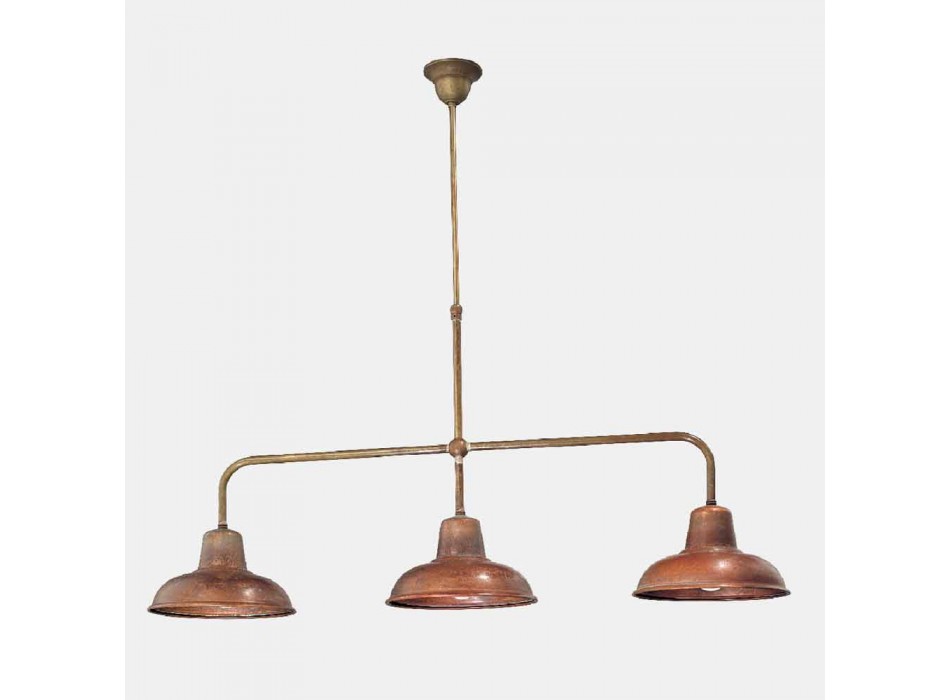 3 Lights Chandelier in Copper and Brass Vintage Design - Contrada by Il Fanale Viadurini