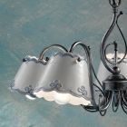 3 or 5 Light Ceramic Chandelier with Hand Painted Embroidery Effect - Ravenna Viadurini