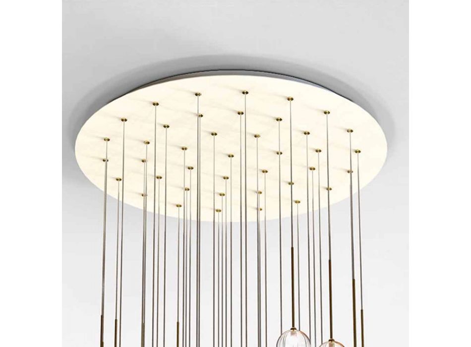 40 Lights Chandelier in Polished Brass and Glass Made in Italy, Luxury - Selene