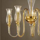 5 Lights Chandelier Handmade in Italy in Venetian Glass - Vittoria Viadurini