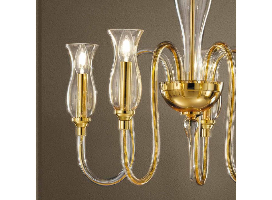 5 Lights Chandelier Handmade in Italy in Venetian Glass - Vittoria