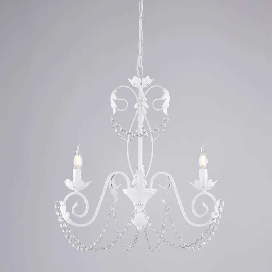 5-light chandelier in metal and crystal for dramatic lighting – Perla Viadurini