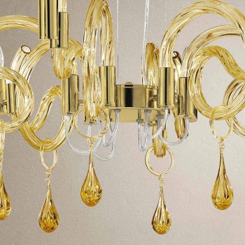 6 Light Handmade Venice Glass Chandelier Made in Italy - Bernadette