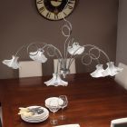 6 Light Handmade Chandelier in Glossy Ceramic with Roses - Lecco Viadurini