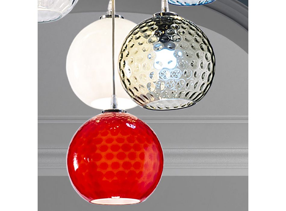 7 Lights Chandelier in Hand Blown Venice Glass - Bubbles Balloton Viadurini