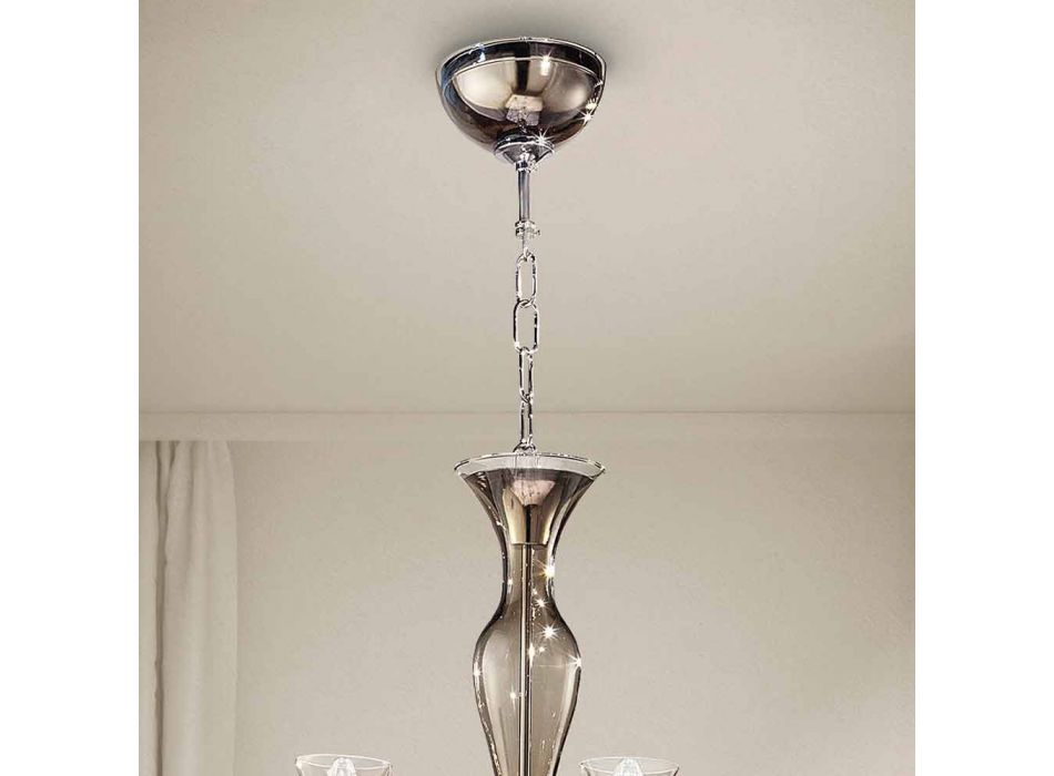 Artisan 8-Light Chandelier in Smoked Venetian Glass Made in Italy - Vittoria Viadurini