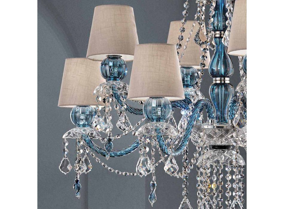 8 Lights Chandelier in Venetian Glass Handmade, Made in Italy - Milagros Viadurini