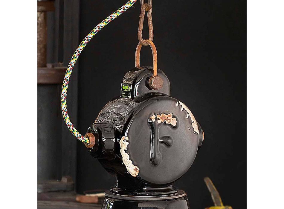 Chandelier bell vintage ceramic and metal Angela Ferroluce Viadurini