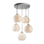 Five-Dome Venetian Glass Chandelier Made in Italy - Lucilla Viadurini