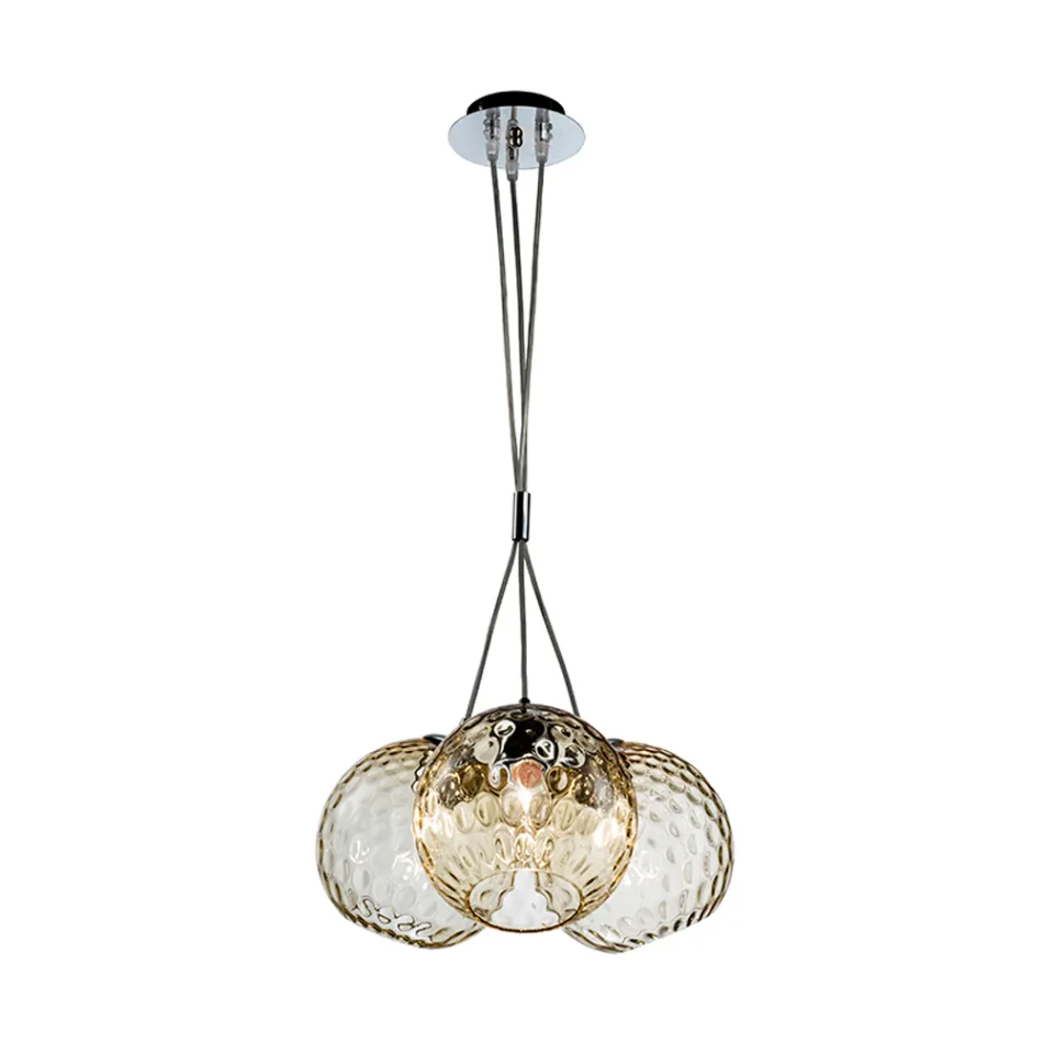 Three-Light Venetian Blown Glass Bouquet Chandelier Made in Italy - Lucilla Viadurini