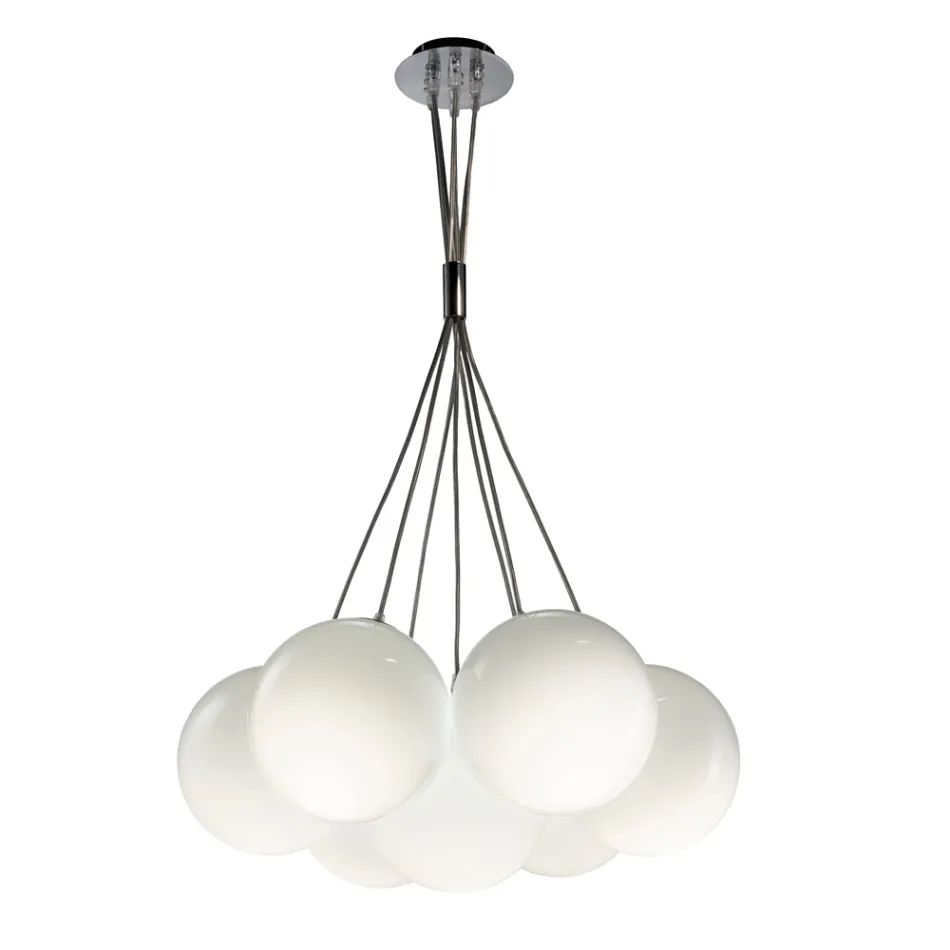 Althea Seven-Light Chandelier in Polished or Satin Glass Made in Italy Viadurini