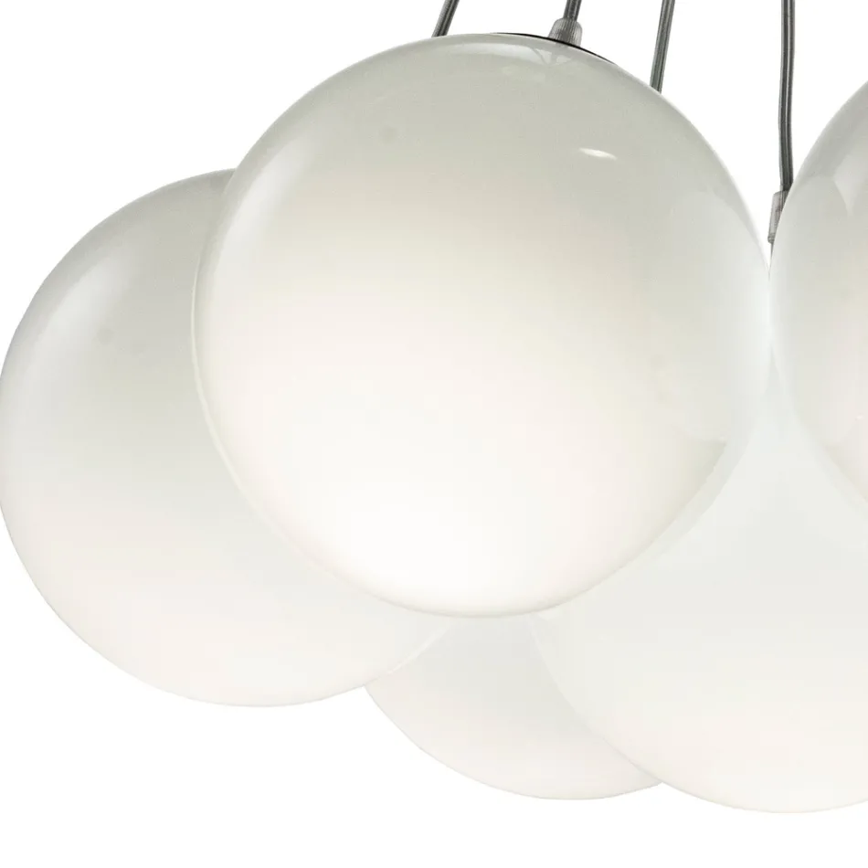 Althea Seven-Light Chandelier in Polished or Satin Glass Made in Italy Viadurini