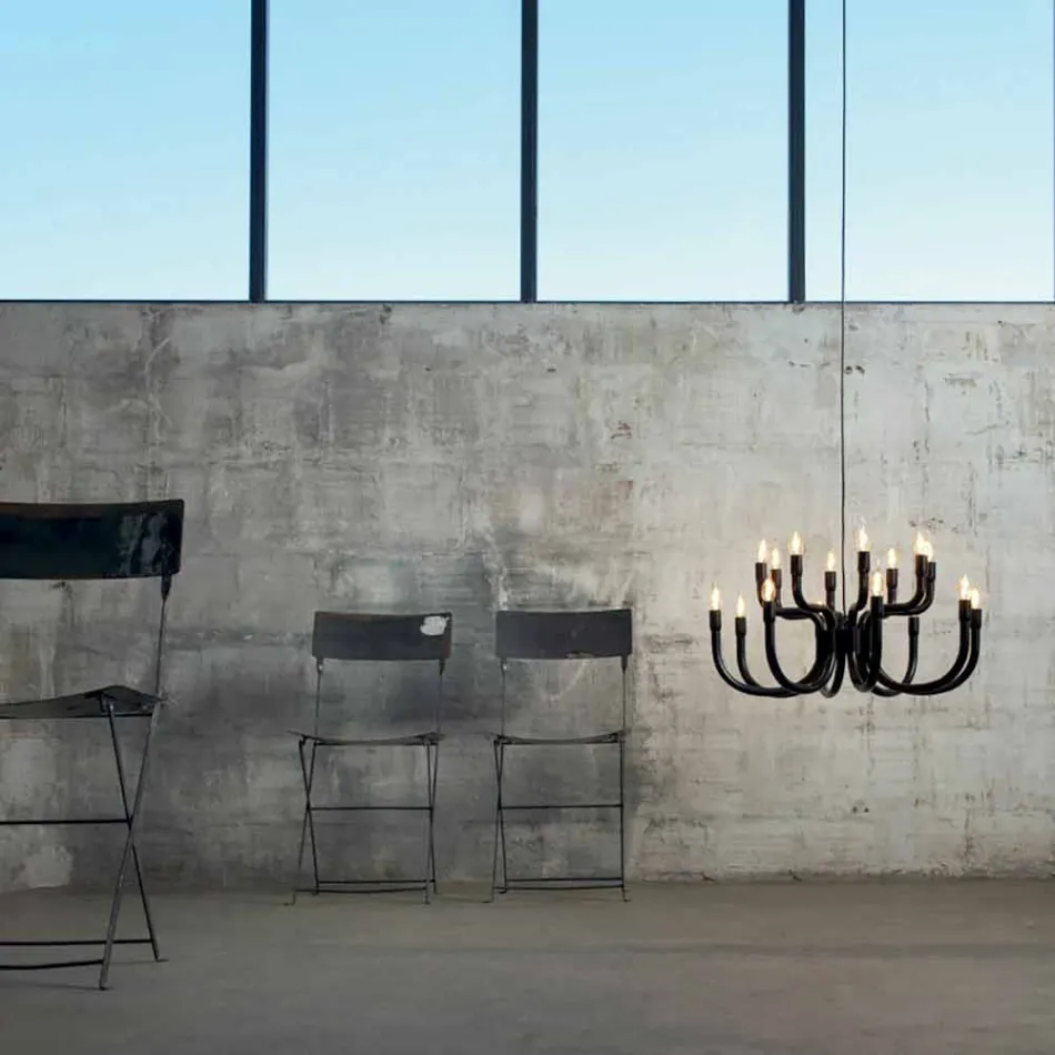 Suspension Chandelier with 16 or 32 Lights in White or Black Aluminum - Alviso Viadurini
