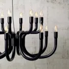 Suspension Chandelier with 16 or 32 Lights in White or Black Aluminum - Alviso Viadurini
