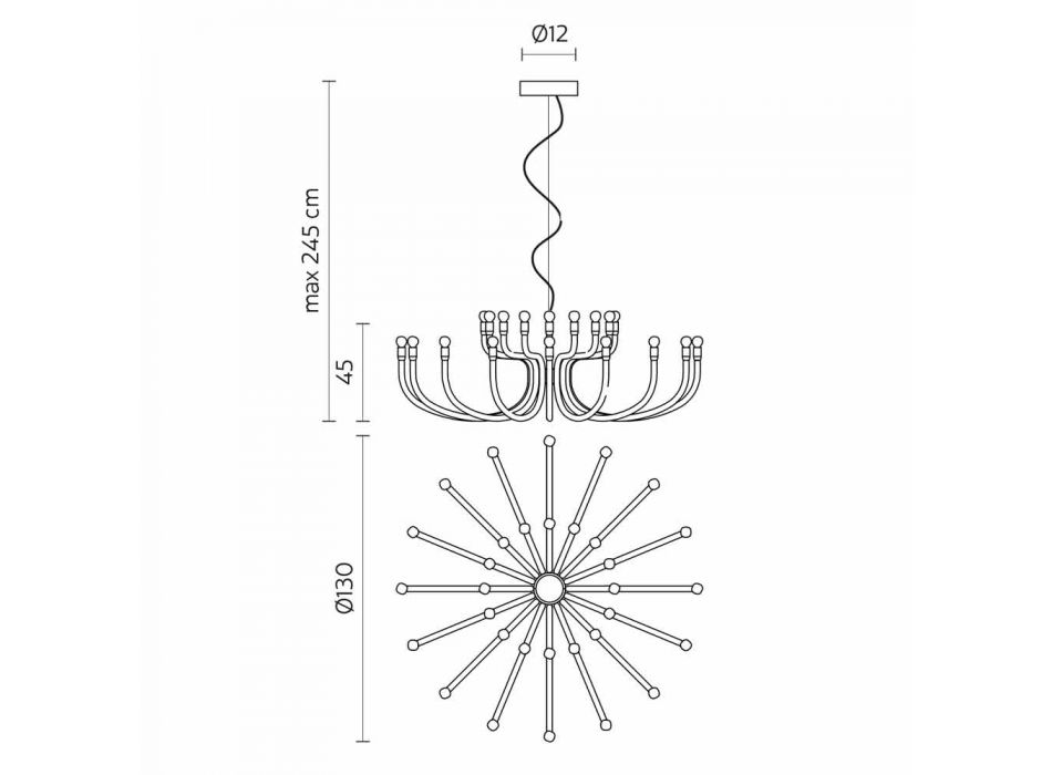 Suspension Chandelier with 16 or 32 Lights in White or Black Aluminum - Alviso Viadurini
