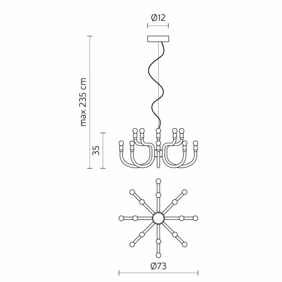 Suspension Chandelier with 16 or 32 Lights in White or Black Aluminum - Alviso Viadurini