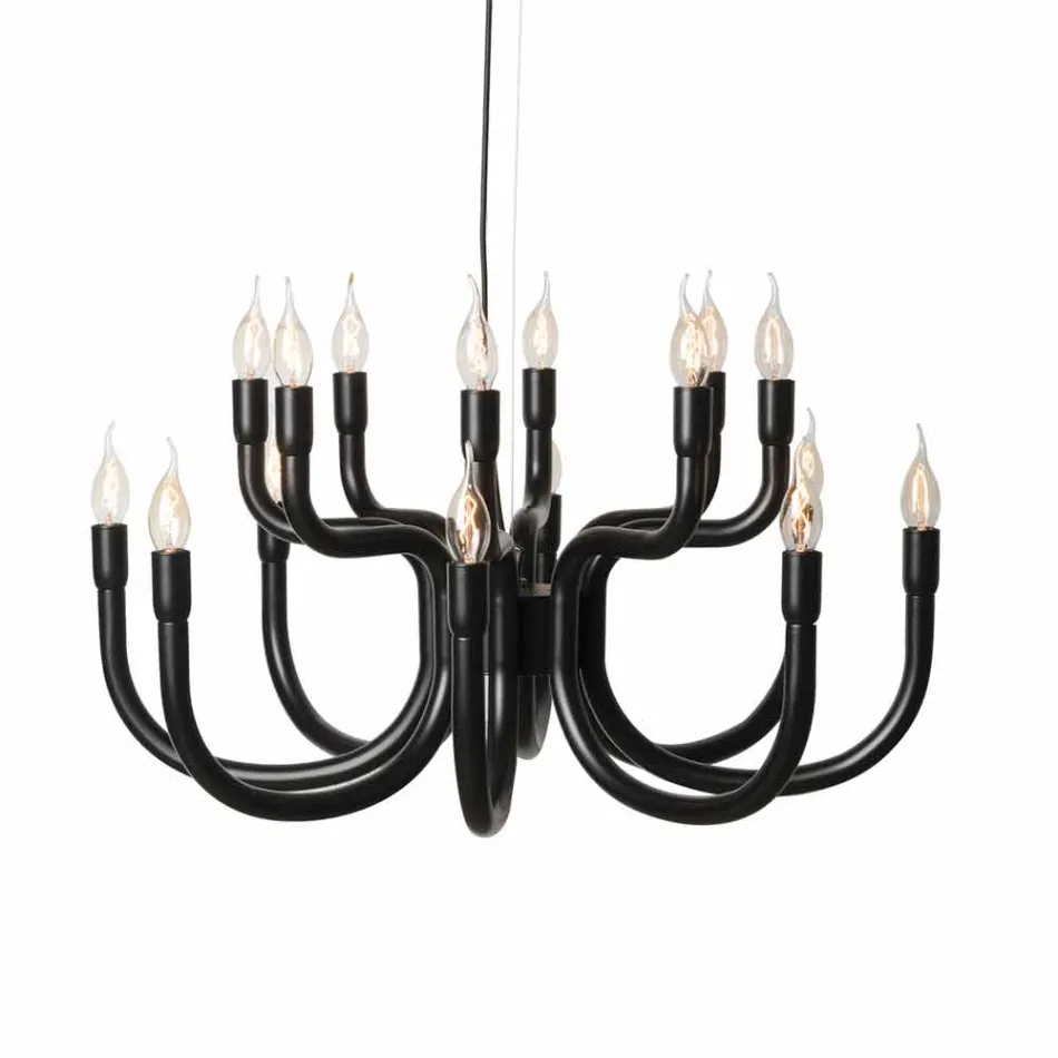 Suspension Chandelier with 16 or 32 Lights in White or Black Aluminum - Alviso Viadurini