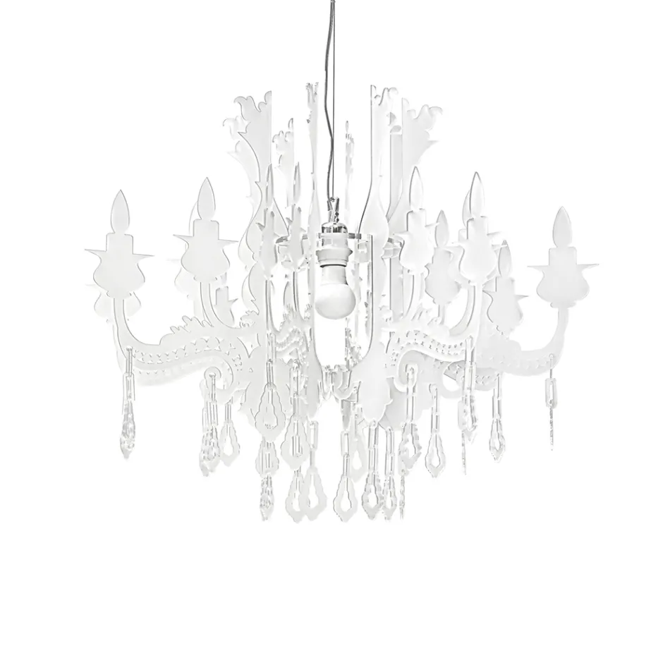 Satin White Plexiglass Pendant Light Made in Italy - Luca Viadurini