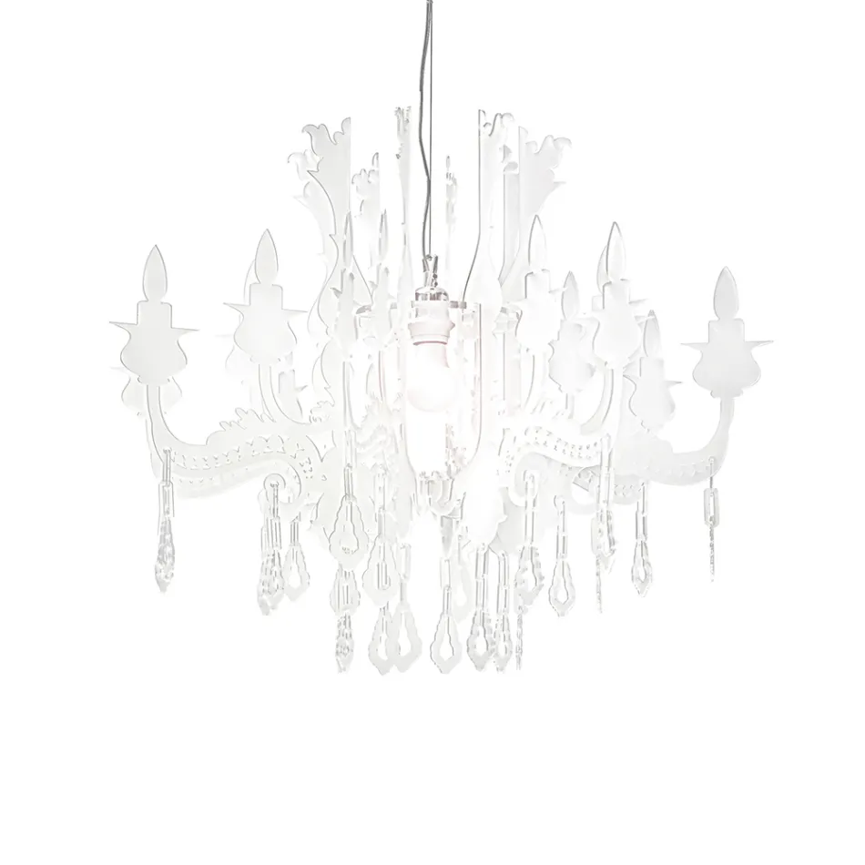 Satin White Plexiglass Pendant Light Made in Italy - Luca Viadurini