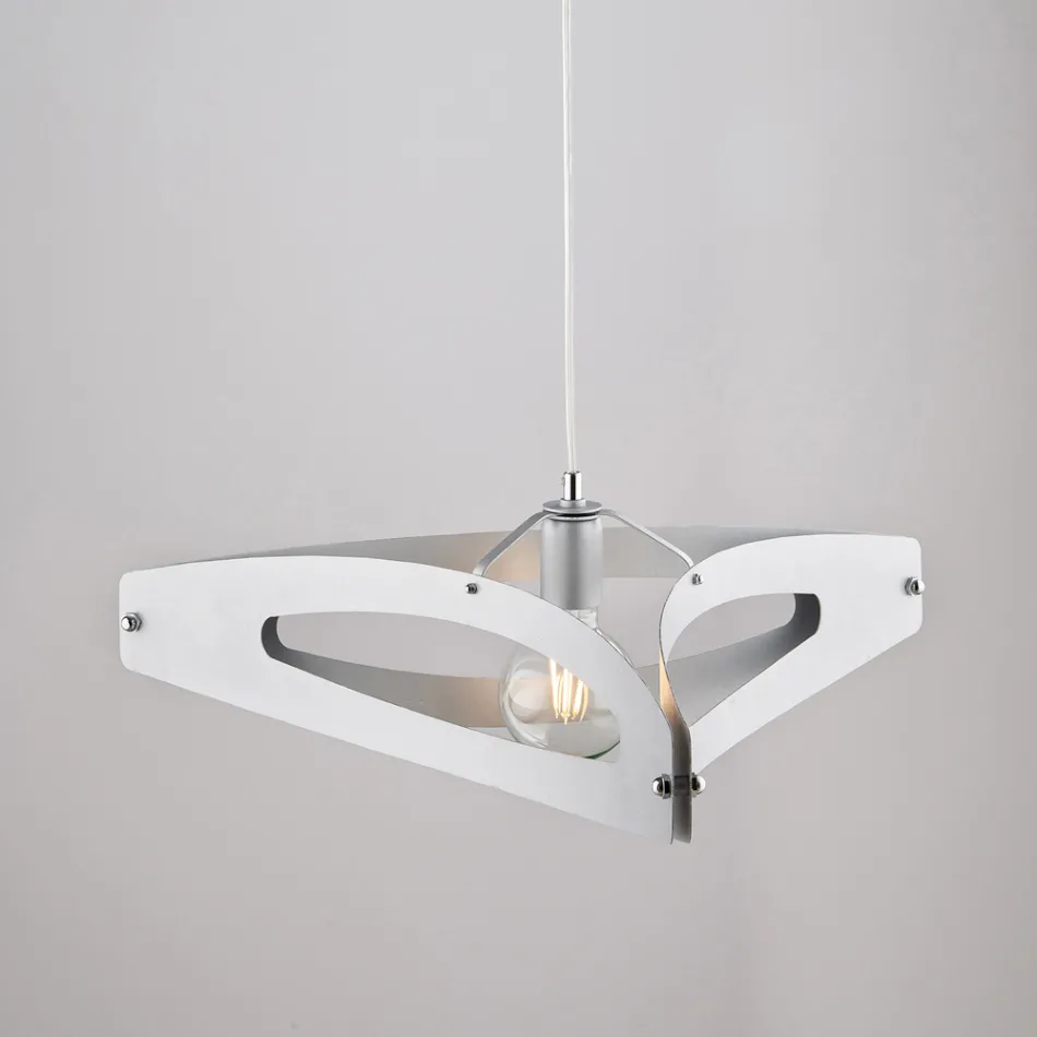 Apus White Chrome Silver Metal Pendant Light Viadurini