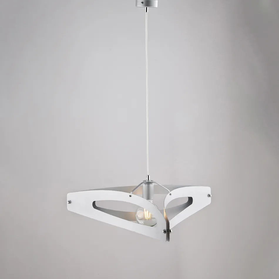 Apus White Chrome Silver Metal Pendant Light Viadurini