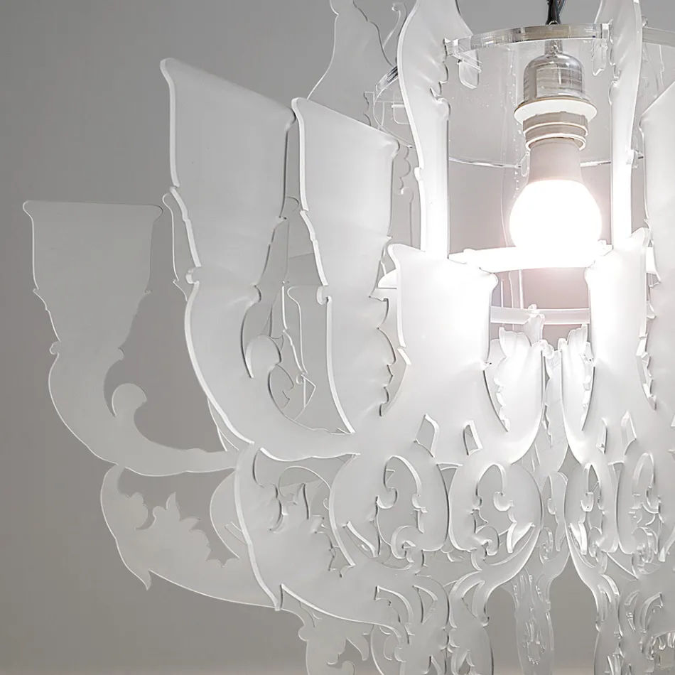 Satin White Plexiglass Pendant Lamp Made in Italy - Gea Viadurini