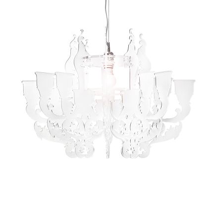 Satin White Plexiglass Pendant Lamp Made in Italy - Gea Viadurini