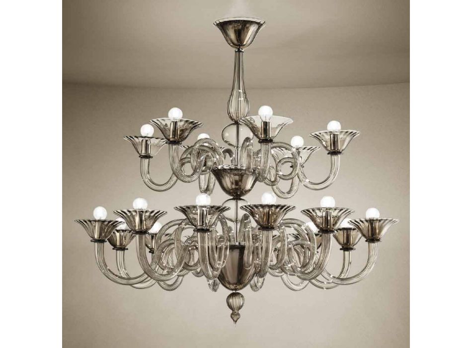 Artisan Chandelier with 18 Lights in Venice Glass, Made in Italy - Margherita Viadurini