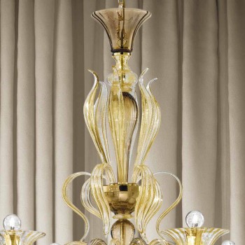 Artisan 6 Light Venetian Glass Chandelier Made in Italy - Agustina