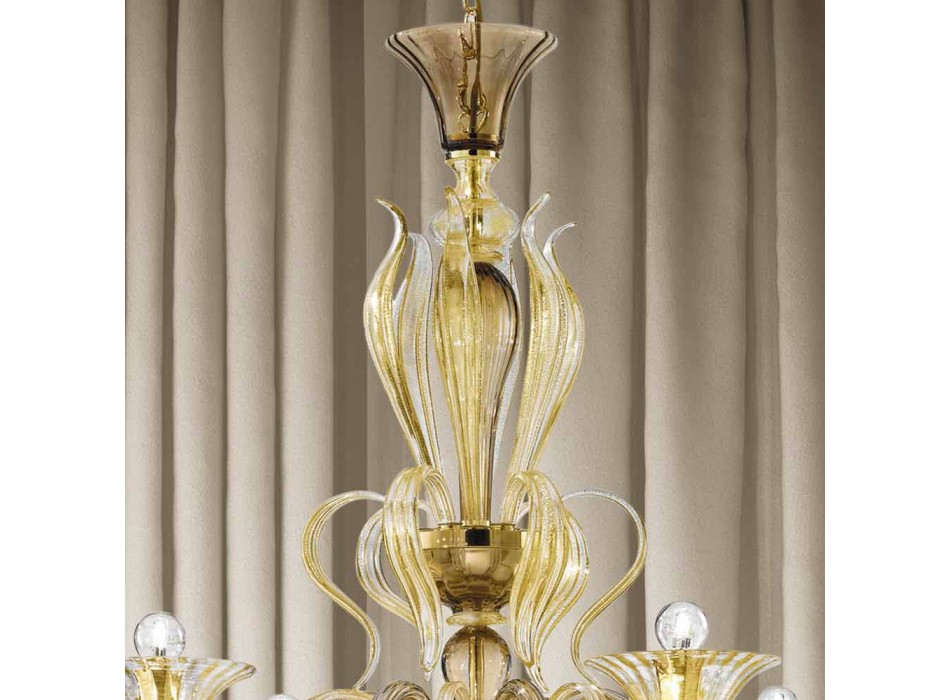 Artisan 6 Light Venetian Glass Chandelier Made in Italy - Agustina Viadurini