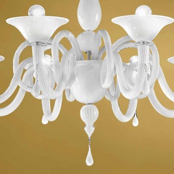 Artisan 8 Lights Chandelier in Venice Glass, Made in Italy - Margherita