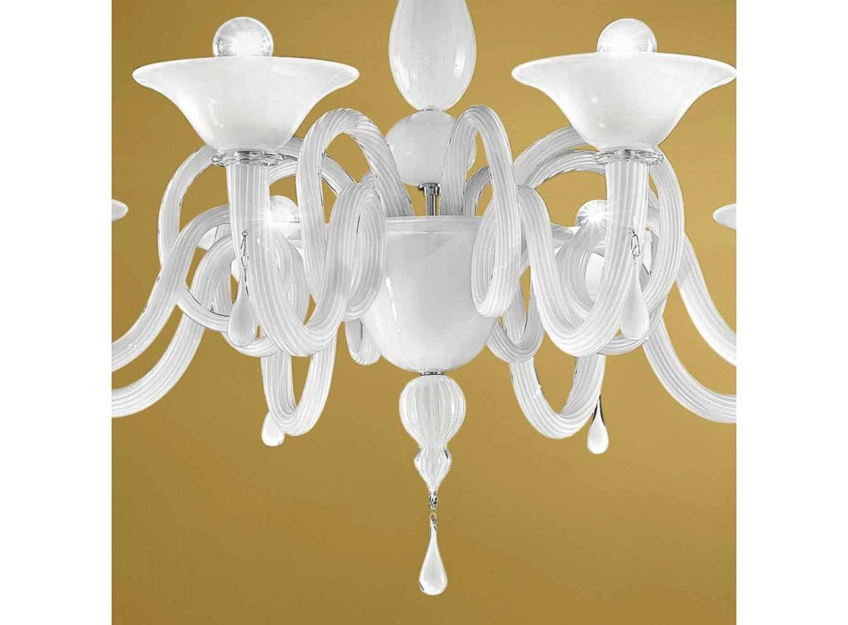 Artisan 8 Lights Chandelier in Venice Glass, Made in Italy - Margherita Viadurini