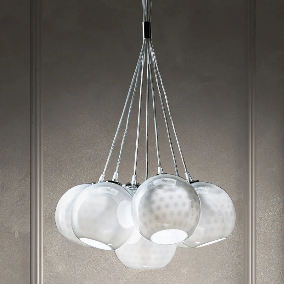 Handcrafted Chandelier in Venice Glass and Metal - Bolle Balloton Viadurini