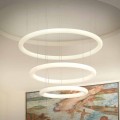 White LED Design Chandelier with Metal Rosette Made in Italy - Slide Giotto